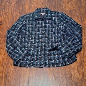 ‎Croft & Barrow Blue Tweed Button Down Blazer Size L